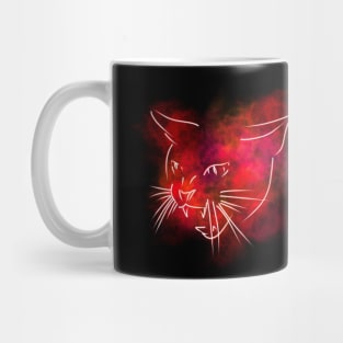 Flaming Cat Face in Galaxy Mug